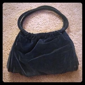 Dark navy blue velvet purse with magnetic clasp